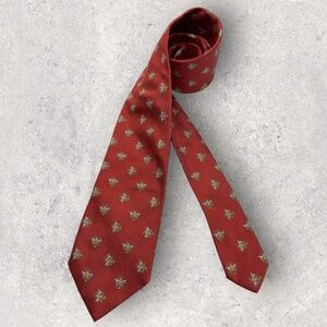GLADSON Red/Gold Bee Silk LUXURY Tie ITALY